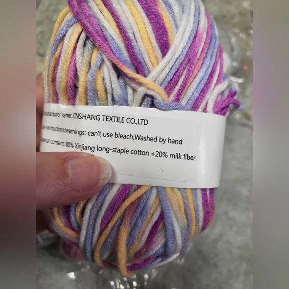 6 Skeins of Milk Cotton Yarn : 3 skeins Grey and 3 skeins purple yellow pink - Picture 3 of 8